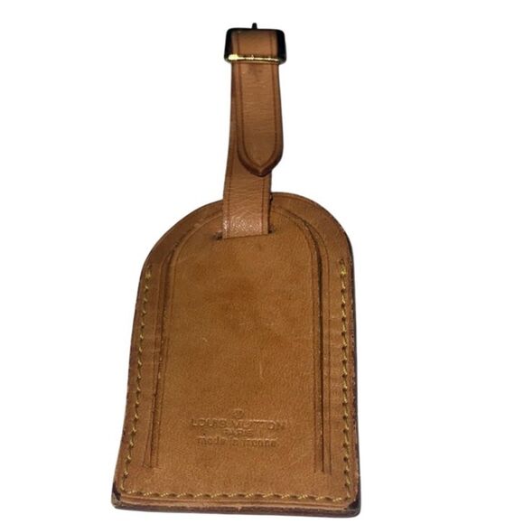Louis Vuitton Brown Leather Gold Hardware Luggage Tag Authentic - Picture 1 of 5